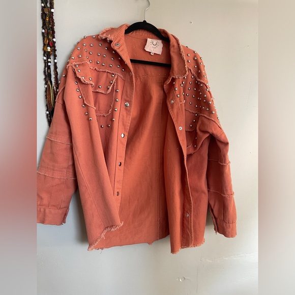 Fantastic Fawn cotton frayed studded jacket size small - Picture 5 of 6